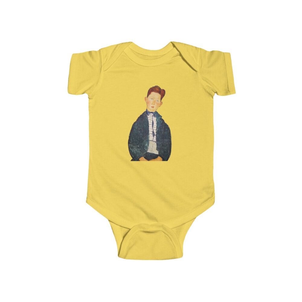 Modigliani Baby Bodysuit – “Boy in a Striped Sweater” Soft Cotton Infant Onesie - Image 3