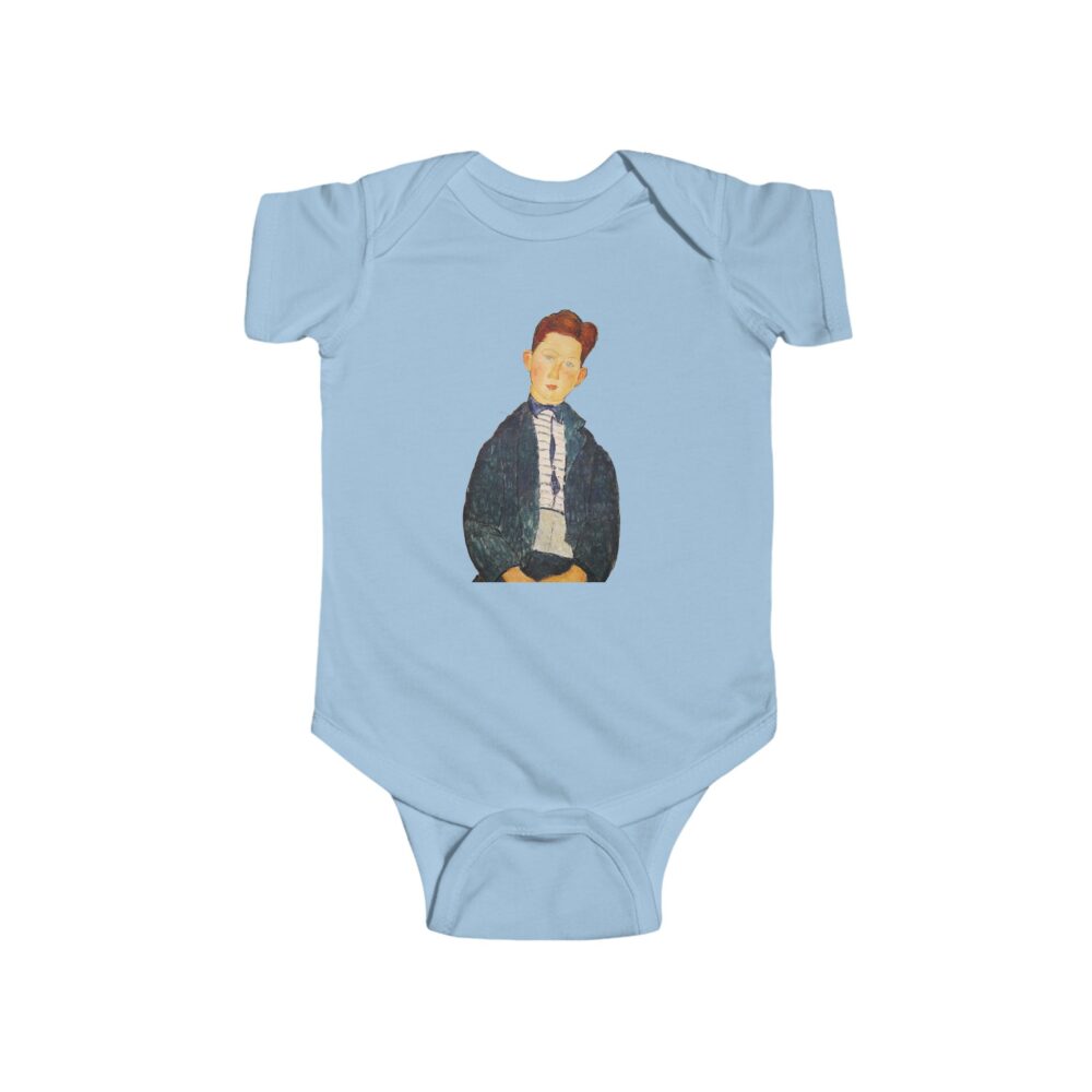 Modigliani Baby Bodysuit – “Boy in a Striped Sweater” Soft Cotton Infant Onesie - Image 5